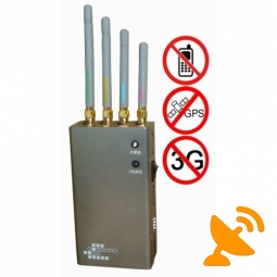 4 Antenna Portable GPS & GSM,CDMA,DCS,PHS,3G Cell Phone Jammer 10M