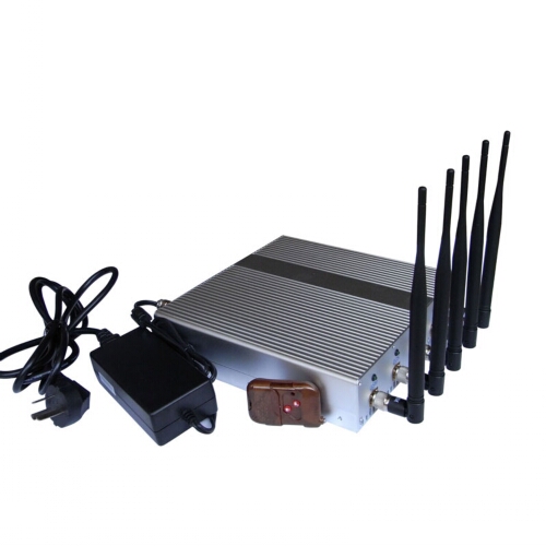 Desktop Remote Control 5 Antenna GPS Jammer Cell Phone Signal Blocker 40M